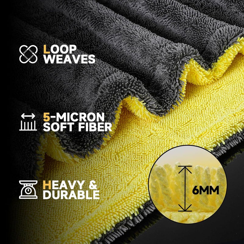 toretark Microfiber Towels for Cars Drying Towel - 36"x24", Streak-Free Double-Sided Ultra Absorbent Bath Towels, Edgeless Design for Car Detailing Cleaning & Household - Image 3